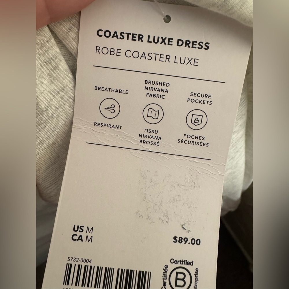 Athleta Coaster Luxe Sweatshirt Dress‎ Fog Grey Sweater Medium NWT - Picture 2 of 7